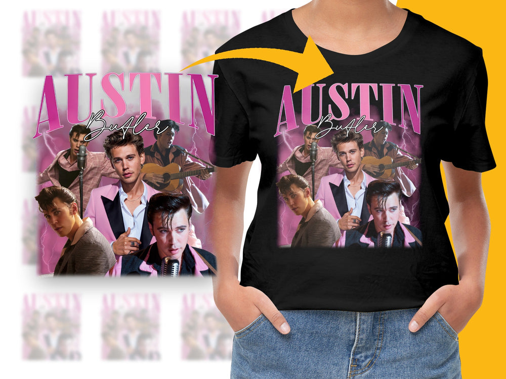 Austin Butler Fan T-Shirt, Multiple Poses Graphic Tee, Trendy Celebrity Portrait Shirt, Unisex Fashion Top