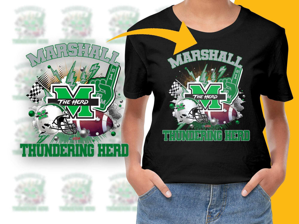 Marshall Thundering Herd T-Shirt, Sports Graphic Tee, College Football Apparel, The Hero Black Shirt