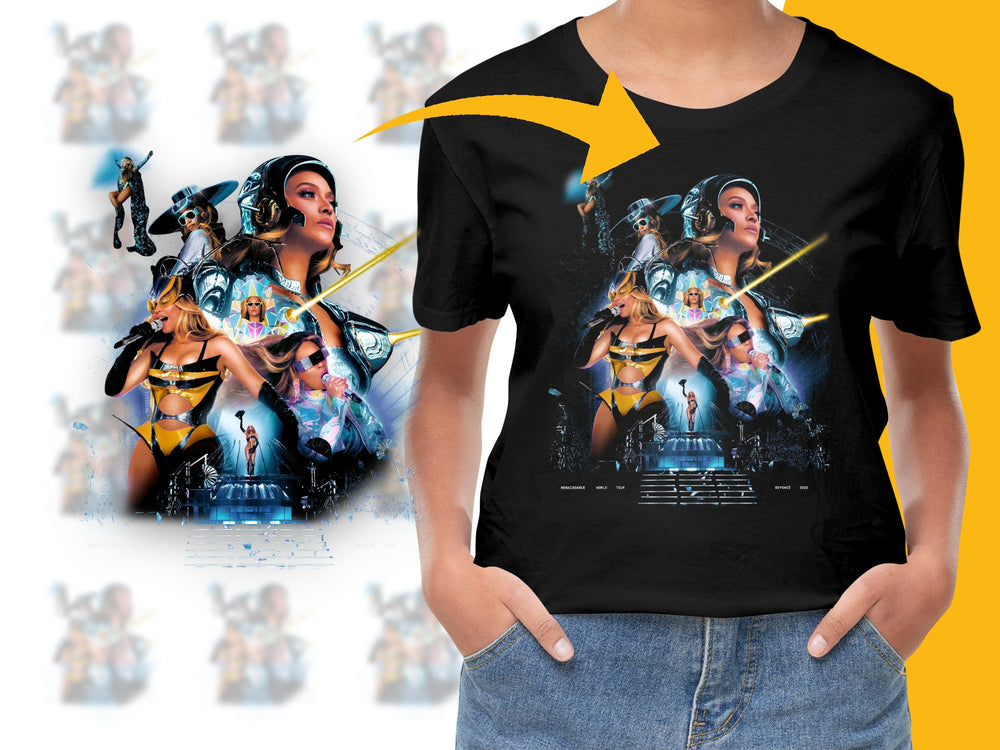 Graphic Sci-Fi Warrior Women T-shirt, Vibrant Action Heroine Print, Casual Geek Apparel, Unique Fantasy Shirt