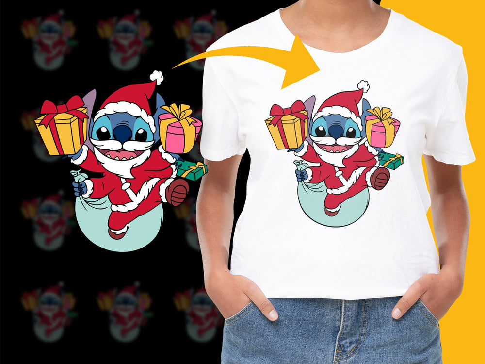 Cute Santa Cat T-Shirt, Christmas Gift Graphic Tee, Holiday Apparel for All Ages, Festive Kitty Design