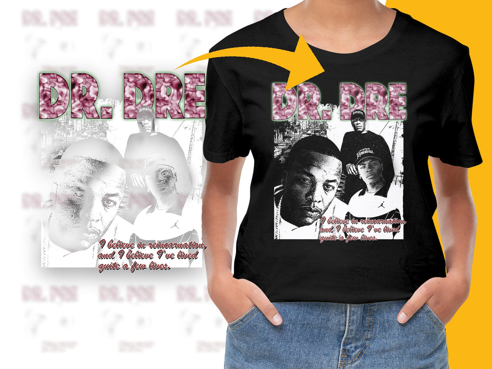 Dr. Dre Inspired Graphic T-Shirt, Vintage Hip Hop Tee, Classic Rap Artist Merch, Men's and Women's Black Shirt