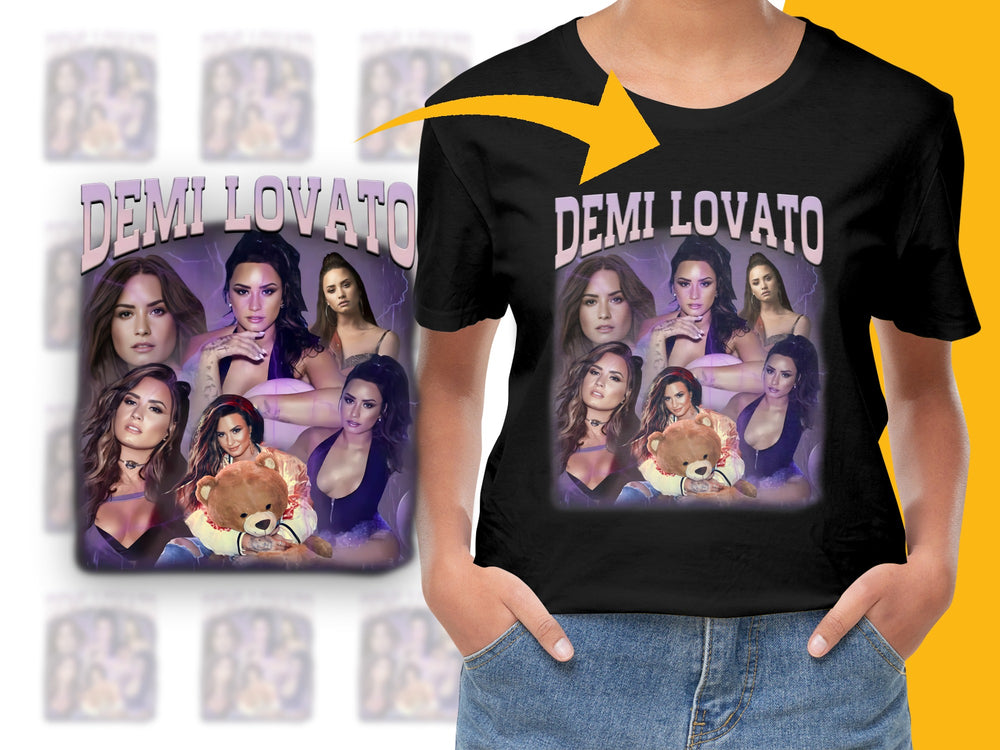 Demi Lovato Fan T-Shirt, Multiple Poses Design, Black Cotton Tee, Music Merchandise