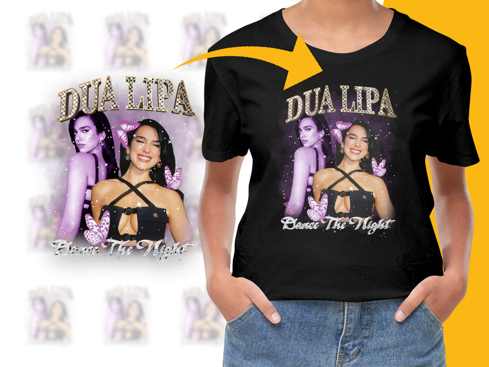 Dua Lipa Graphic T-Shirt, Dance The Night, Music Fan Merch, Pop Star Tee, Casual Streetwear, Trendy Black Top, Gift Idea