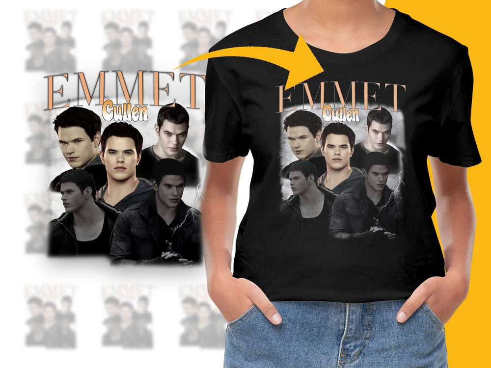 Emmett Cullen Twilight Saga Graphic T-Shirt, Unisex Black Tee, Movie Fan Gift, Vampire Lover Apparel