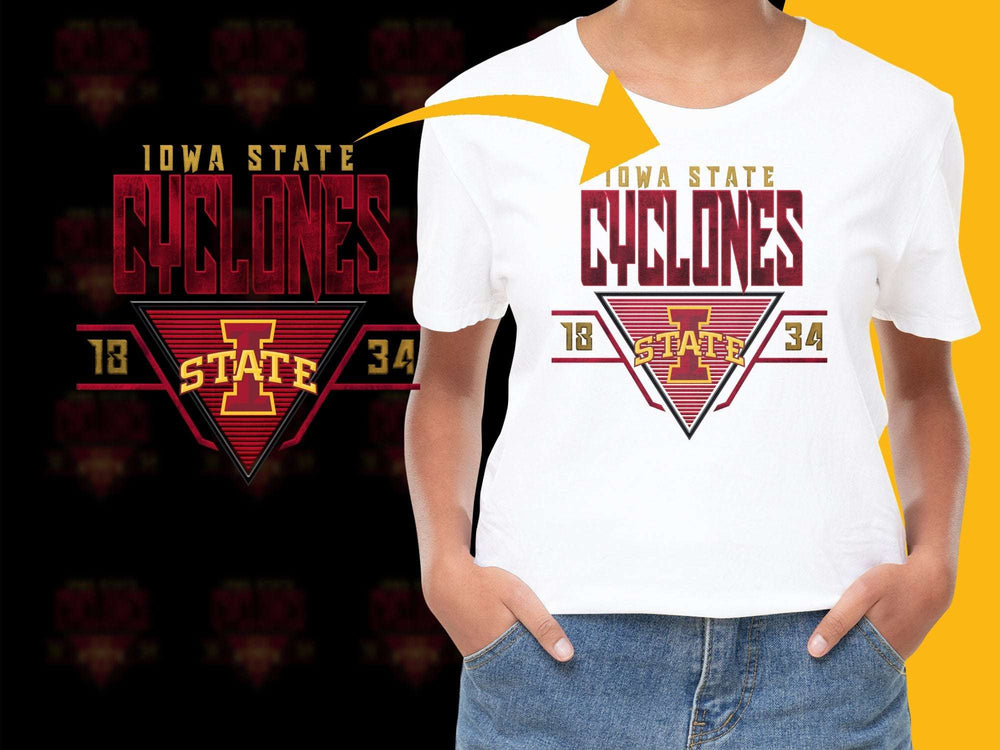 Iowa State Cyclones T-Shirt, Vintage College Graphic Tee, Sports Fan Gift, Red and White Logo, Youth and Adult Sizes Available.