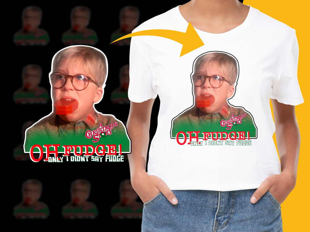 Christmas Story Inspired T-Shirt, Oh Fudge Quote, Retro Movie Fan Gift, Funny Holiday Apparel