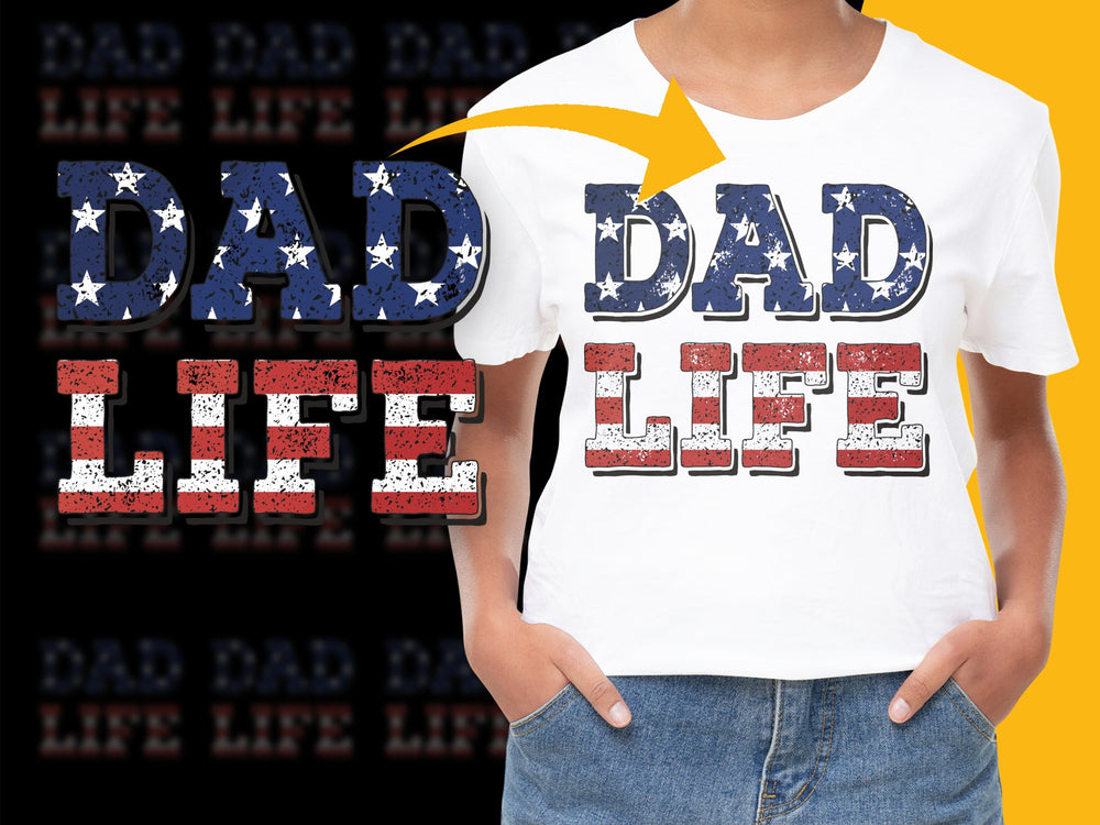 Patriotic Dad Life T-Shirt, American Flag Print, Father's Day Gift, Casual Graphic Tee