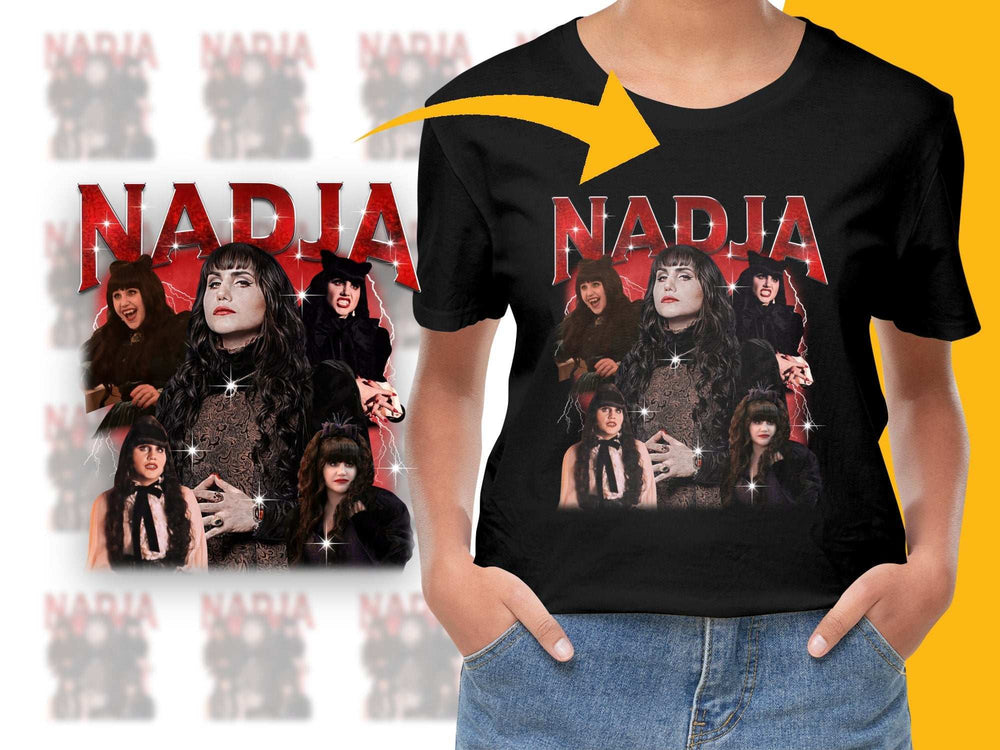 Nadja Theme Graphic T-Shirt, Vintage Style Tee, Women's Fashion, Pop Art Design, Bold Red Hat Motif, Casual Wear