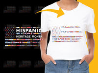 Load image into Gallery viewer, Hispanic Heritage Month T-Shirt, Colorful National Flag Design, Unisex White Tee
