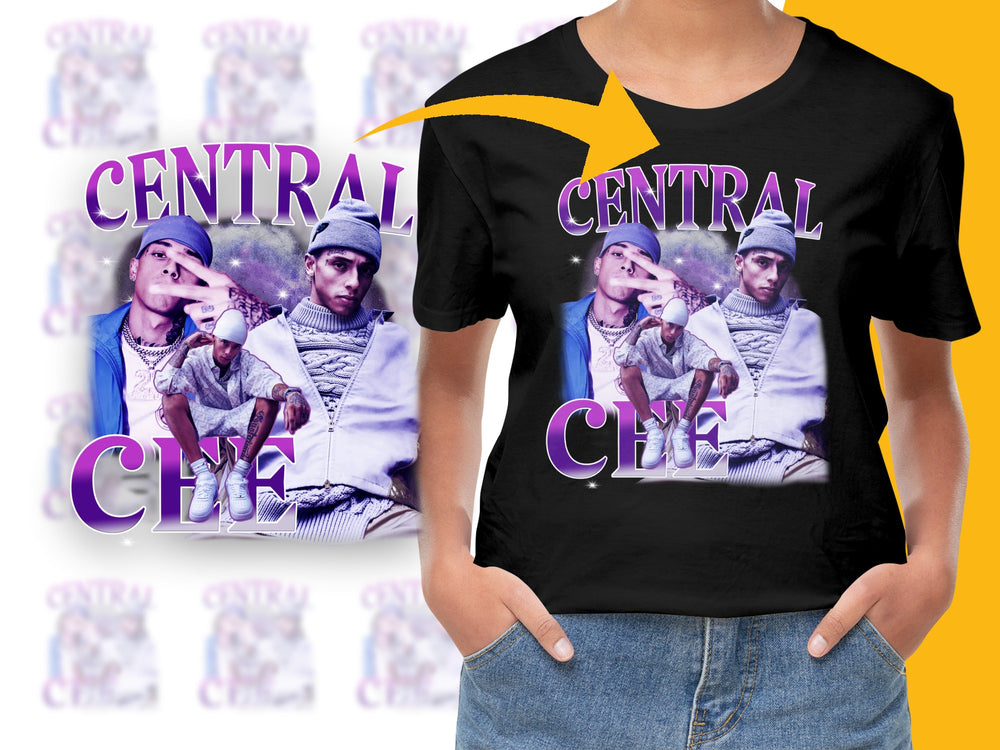 Central Clique Graphic T-Shirt, Hip Hop Inspired, Urban Streetwear Tee, Bold Purple Text Design