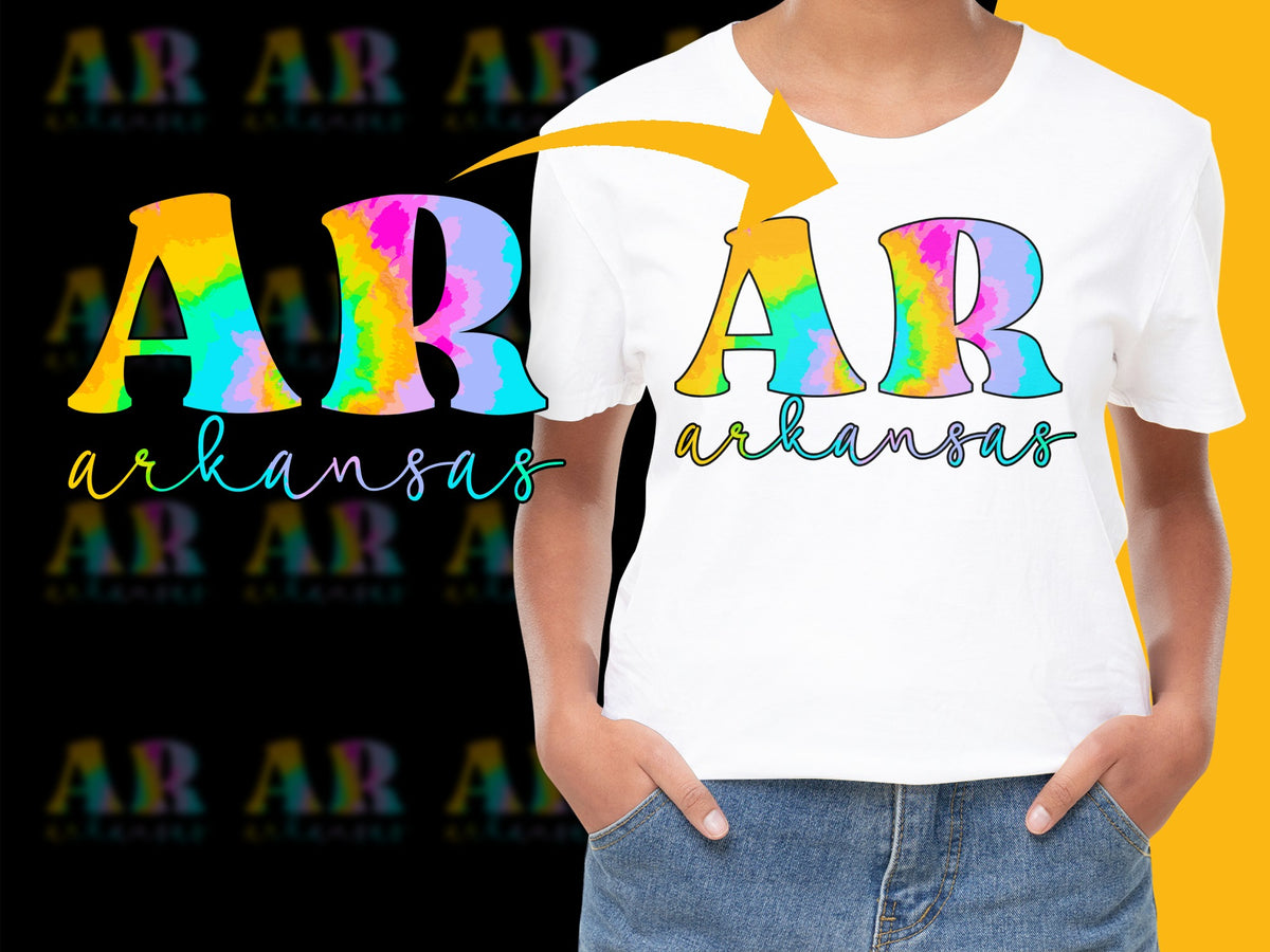 Colorful Arkansas AR Graphic T-Shirt, Vibrant State Pride Tee, Unisex Fashion Top, Casual Wear