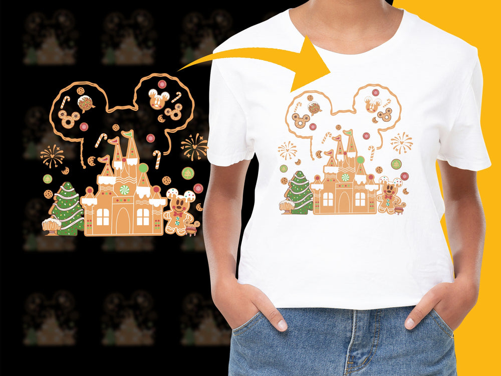 Kids Gingerbread House Christmas T-Shirt, Festive Holiday Graphic Tee, Cute Winter Apparel for Children