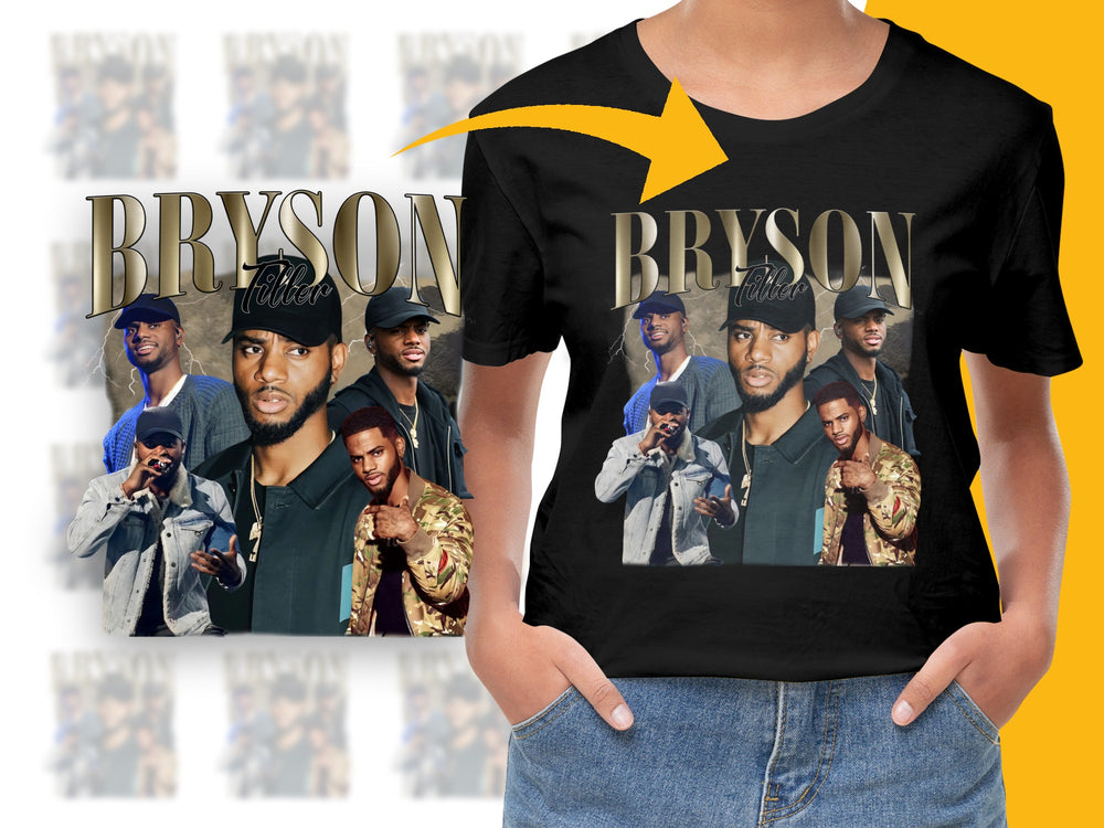 Bryson Graphic T-Shirt, Stylish Custom Collage Design, Trendy Black Tee, Unisex Fashion Top, Hip Hop Inspired, Popular Gift Idea.