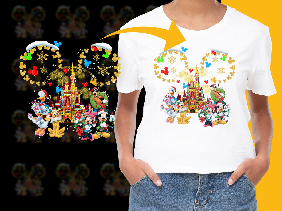 Disney Christmas T-Shirt, Mickey and Friends Holiday Graphic Tee, Festive Family Apparel