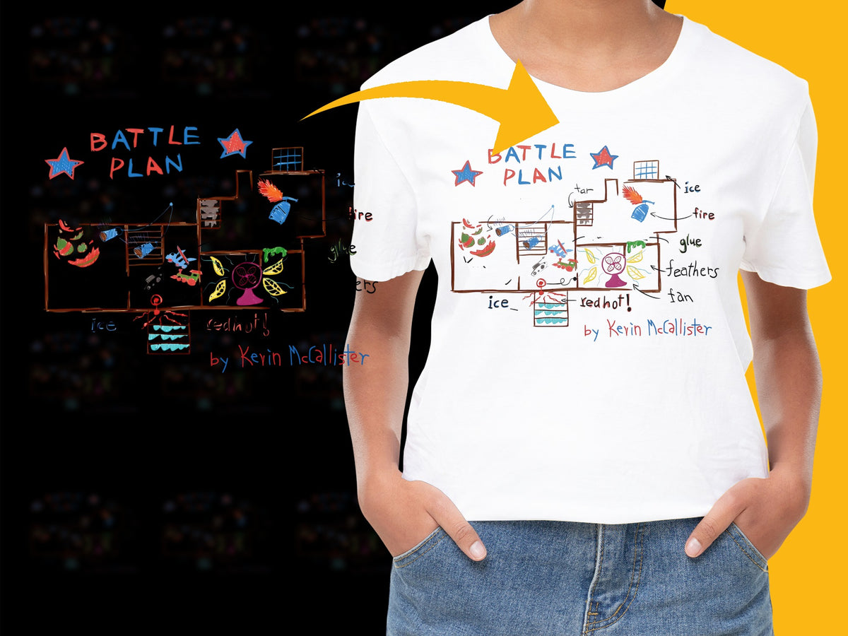 Battle Plan Kevin McAllister T-Shirt, Home Alone Inspired Movie Shirt, Fun Family Christmas Tee, Unique Gift Idea