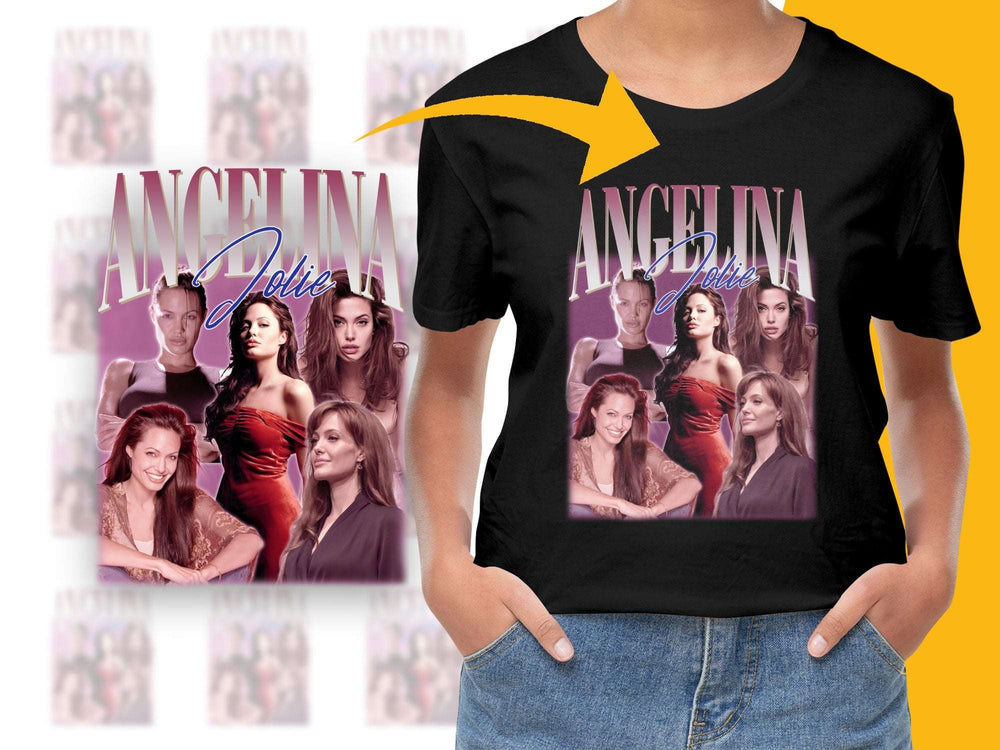 Angelina Jolie Graphic T-Shirt, Vintage Style Celebrity Print Tee, Fashionable Pop Culture Apparel, Unisex Fit