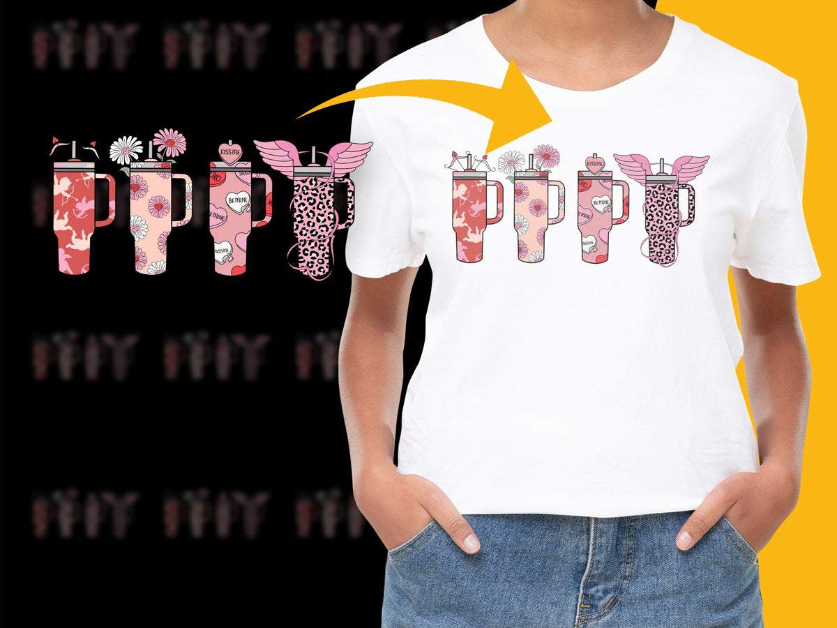 Women's Floral and Leopard Print Tumbler Graphic T-Shirt, Stylish Casual Summer Top, Trendy Tee Design