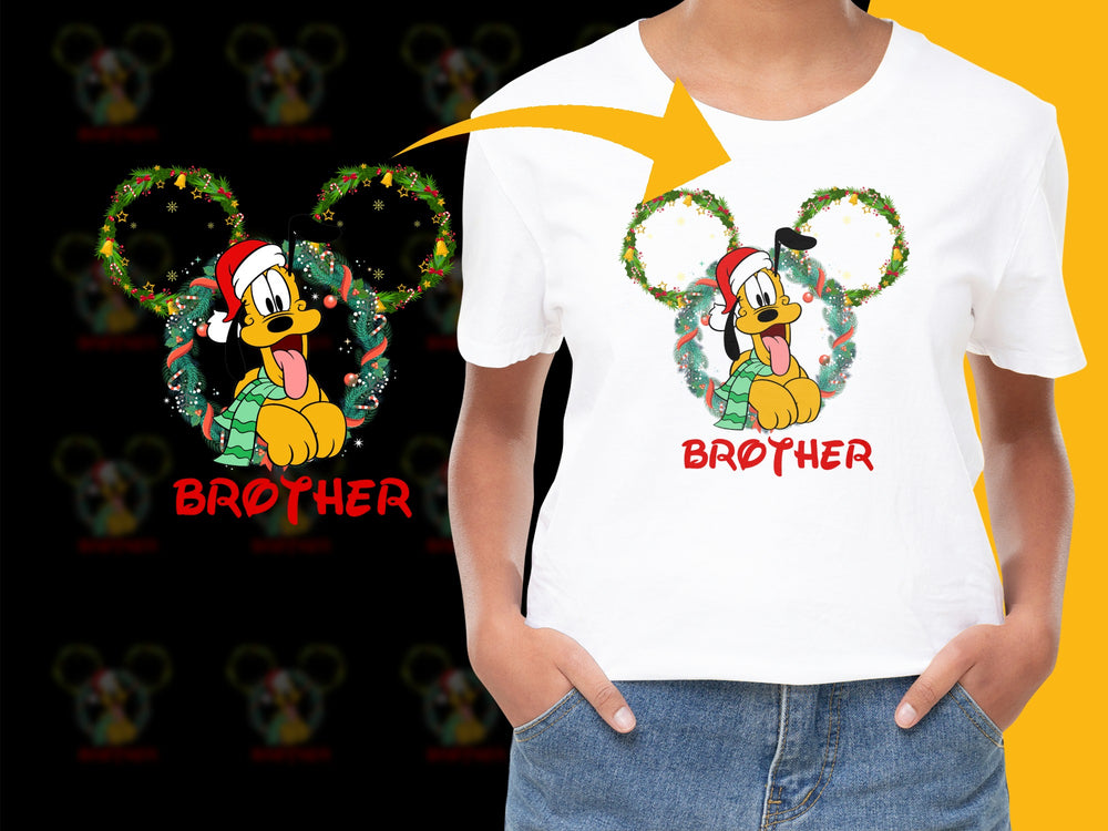 Brother Christmas T-Shirt, Cartoon Duck Holiday Tee, Festive Family Matching Shirt, Kids and Adults Sizes Available