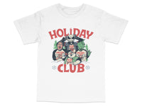 Load image into Gallery viewer, Holiday Club Graphic T-Shirt, Festive Monsters Print, Unisex Christmas Tee, Casual Wear