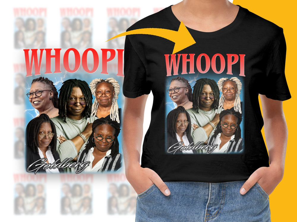 Whoopi Goldberg Fan T-Shirt, Celebrity Graphic Tee, Multiple Portraits, Casual Fashion, Unisex Clothing