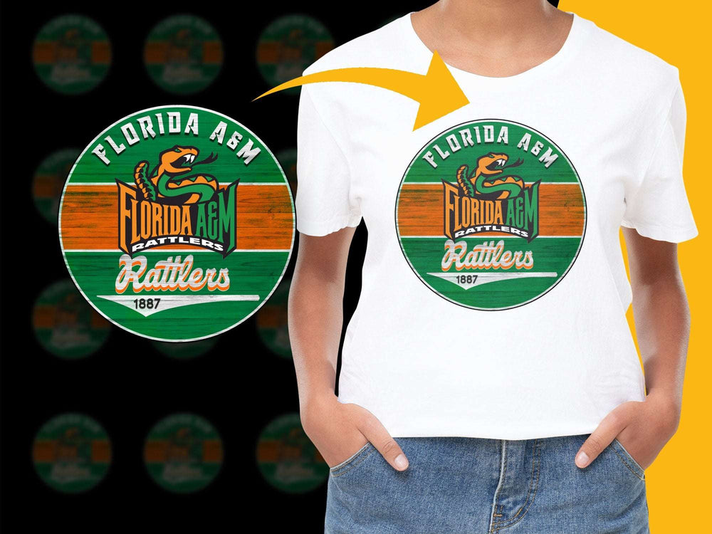 Florida AandM Rattlers T-Shirt, Vintage Logo, College Fan Apparel, Unisex White Tee