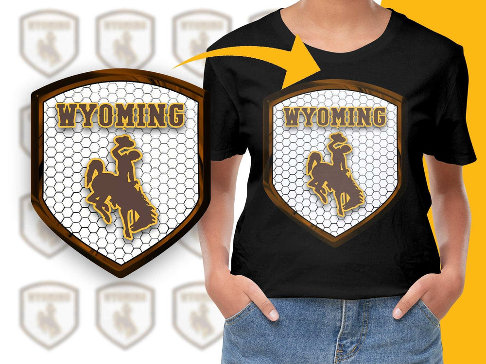 Wyoming Bison Graphic T-Shirt, Vintage Shield Design, Unisex Black Tee, Casual Wear, Stylish Top, Gift Idea