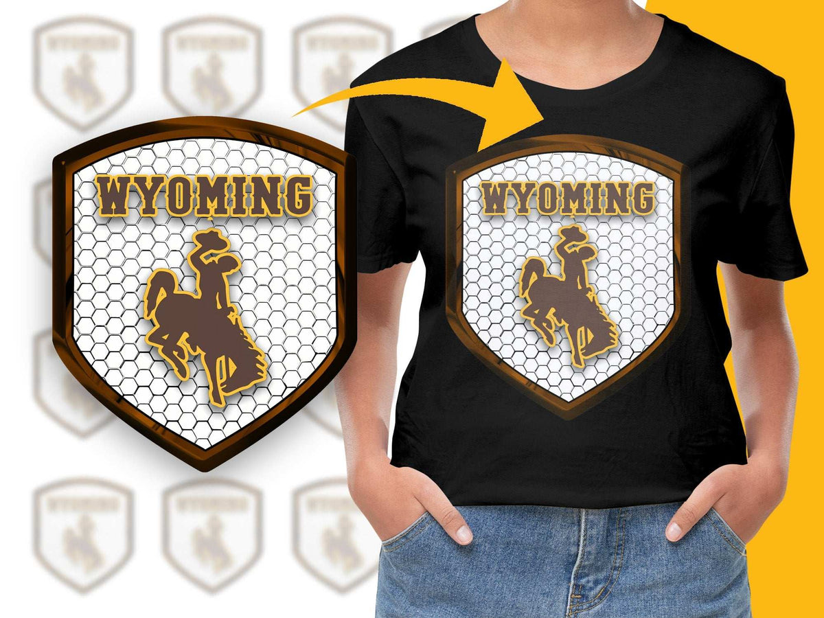 Wyoming Bison Graphic T-Shirt, Vintage Shield Design, Unisex Black Tee, Casual Wear, Stylish Top, Gift Idea