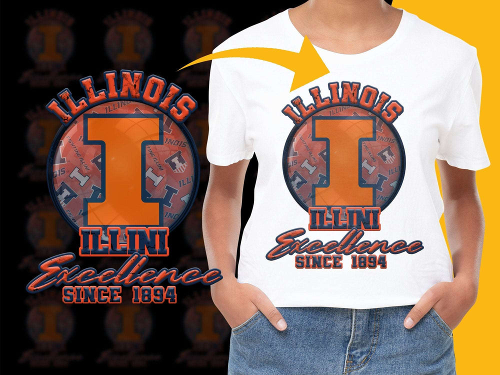 Illinois Illini Excellence Graphic T-Shirt, Vintage College Sports Apparel, Since 1894 Tee