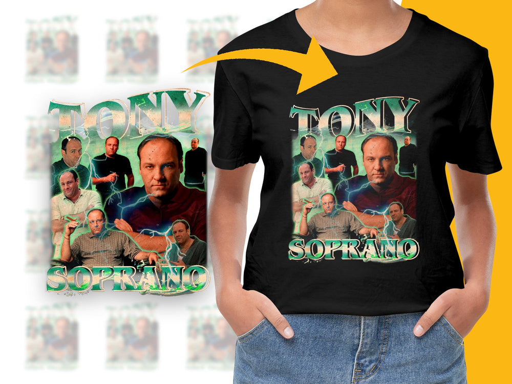 Tony Soprano T-Shirt, TV Show Graphic Tee, Vintage Style, Fan Art Apparel, Collectible Clothing, Unique Gift Idea