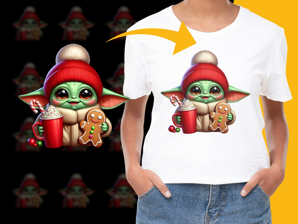 Cute Alien Graphic T-Shirt, Christmas Holiday Theme, Kids and Adults Casual Tee