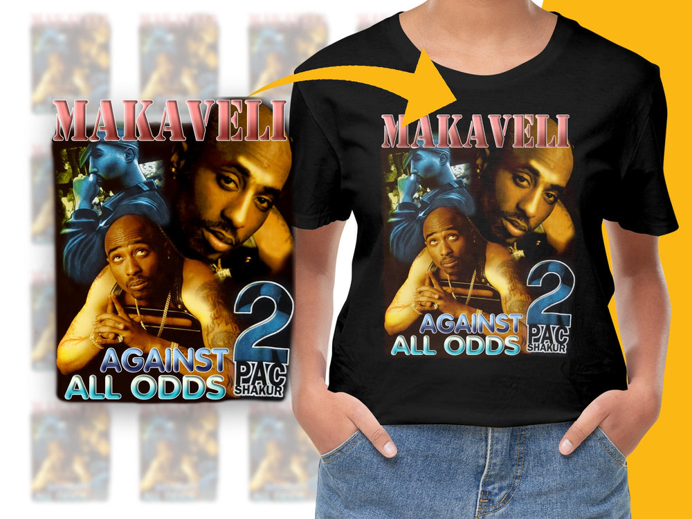 Vintage Tupac Shakur T-Shirt, Makaveli Against All Odds Graphic Tee, Hip Hop Music Fan Apparel, 90s Rap Icon Fashion Clothing