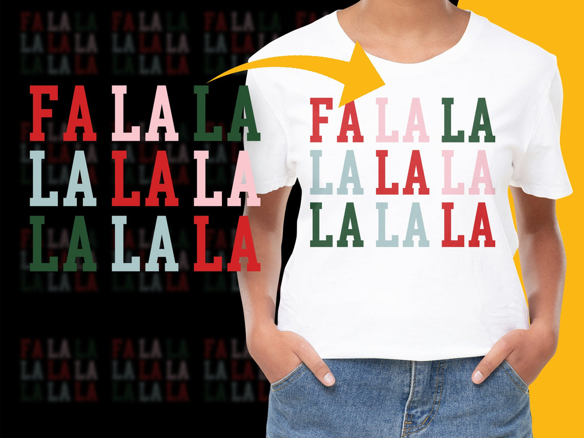 Festive Fa La La Christmas T-Shirt, Colorful Holiday Graphic Tee, Unisex Xmas Casual Apparel