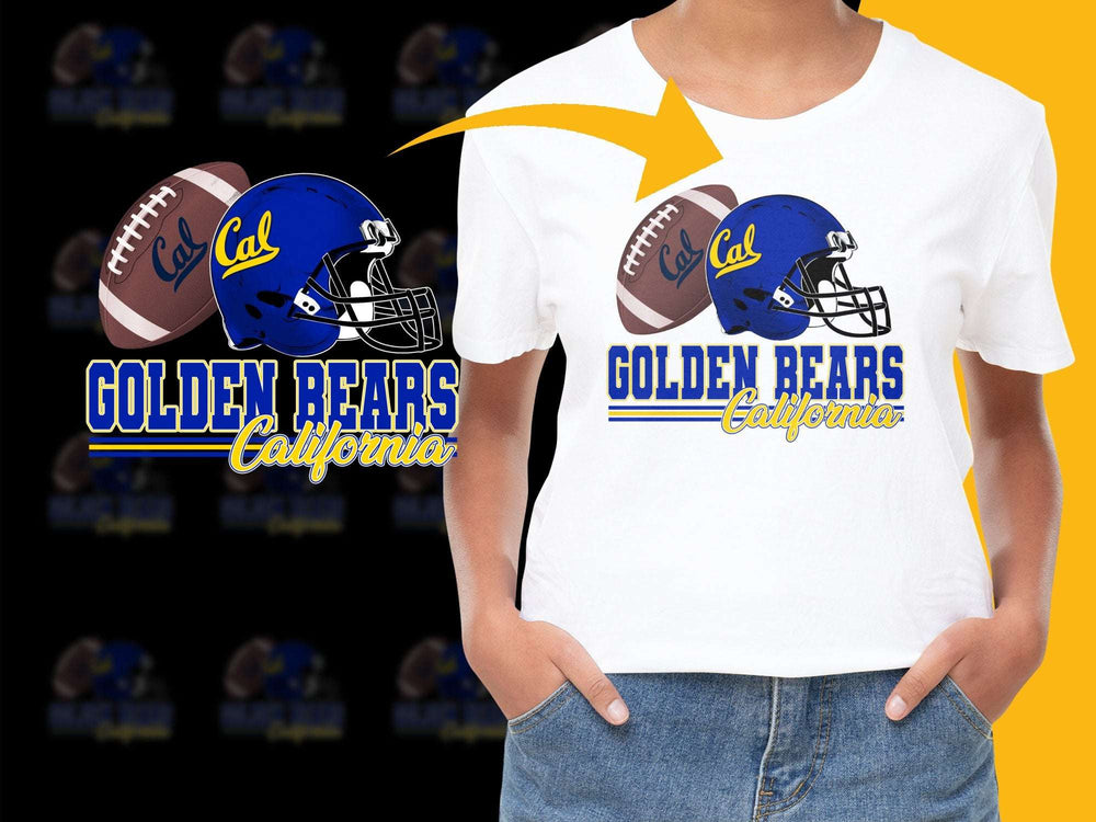 California Golden Bears Football T-Shirt, Kids Sports Tee, Blue and Yellow Graphic Shirt