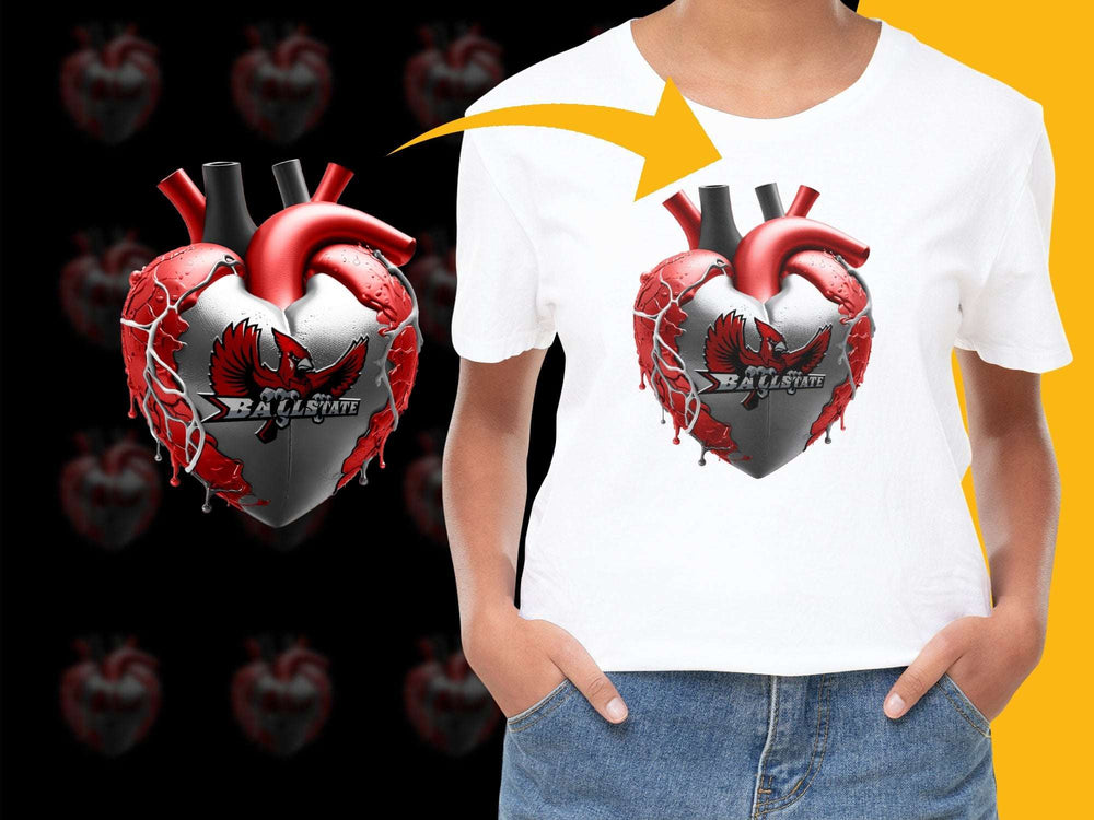 Anatomical Heart Graphic T-Shirt, Cool Silver Heart Design, Unisex Tee for All Ages, Trendy Heart Tee
