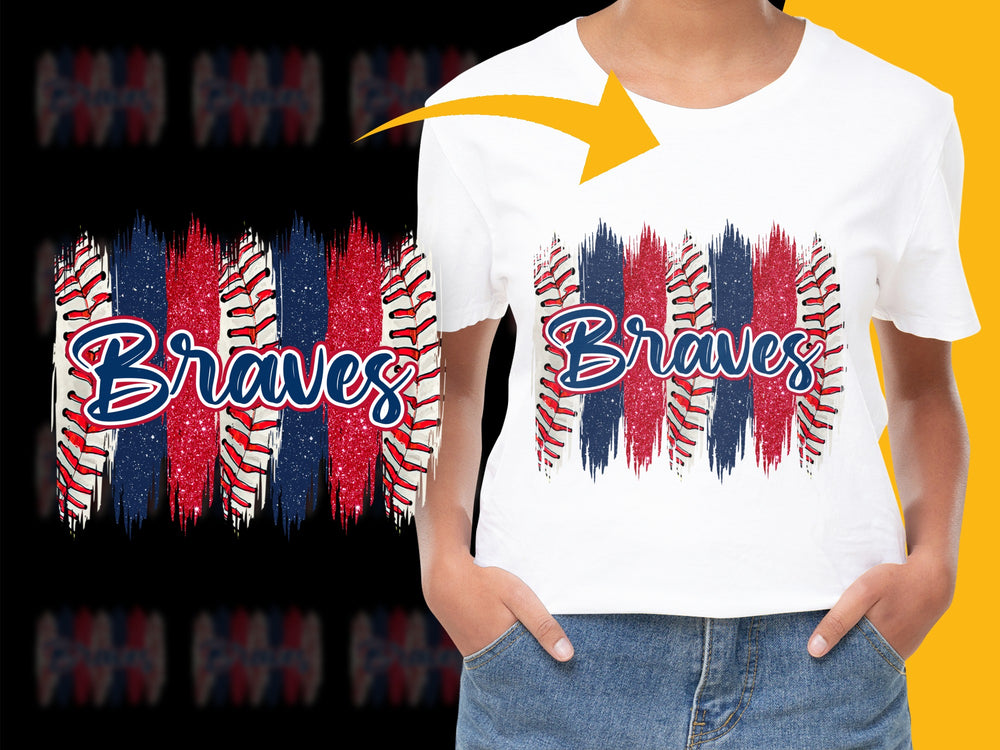 Braves Baseball T-Shirt Youth Unisex Graphic Tee Sports Fan Apparel Red Blue White