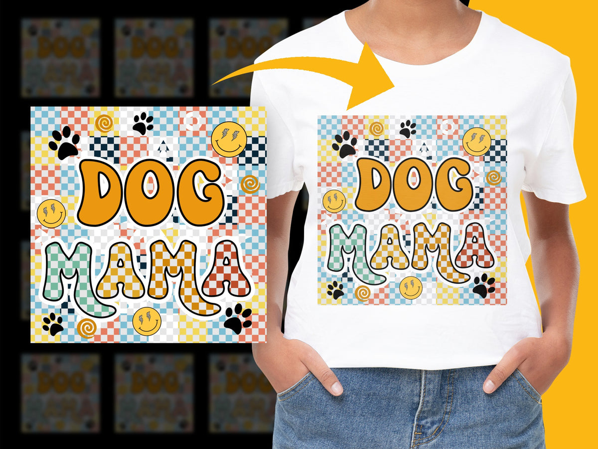 Colorful Dog Mama T-Shirt, Fun Pet Owner Gift, Graphic Tee, Casual Fashion, Animal Lover Top, Bright Patterns