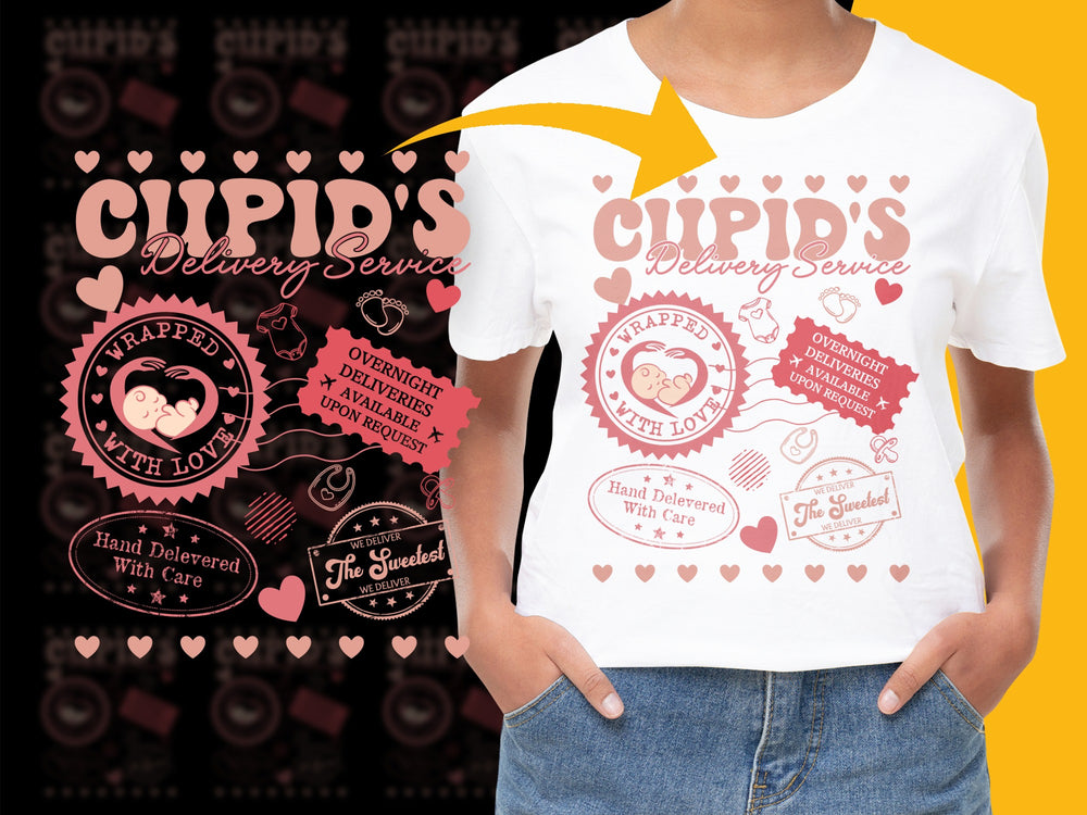 Cupid's Delivery Service T-Shirt, Vintage Style Valentine's Day Graphic Tee, Romantic Gift Idea