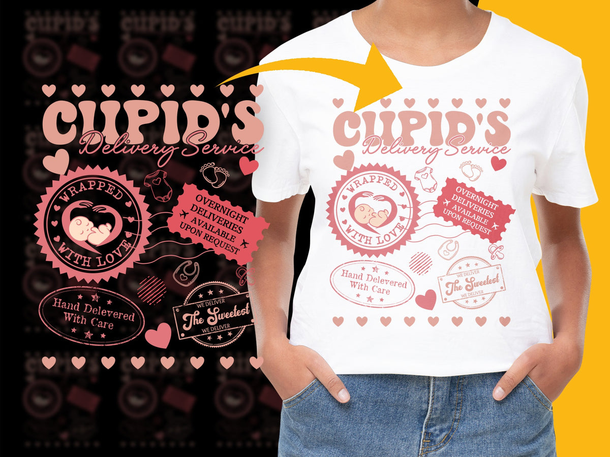 Cupid's Delivery Service T-Shirt, Vintage Style Valentine's Day Graphic Tee, Romantic Gift Idea