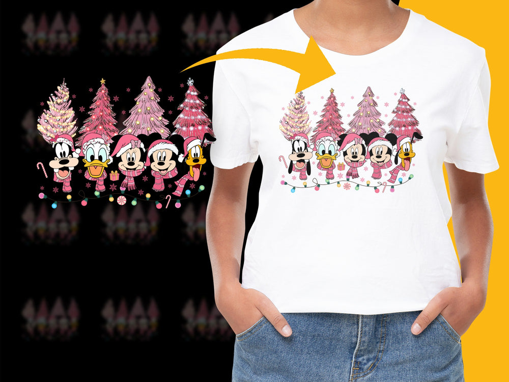 Disney Christmas T-Shirt, Cute Cartoon Characters Holiday Tee, Festive Family Apparel, Kids and Adults Sizes Available