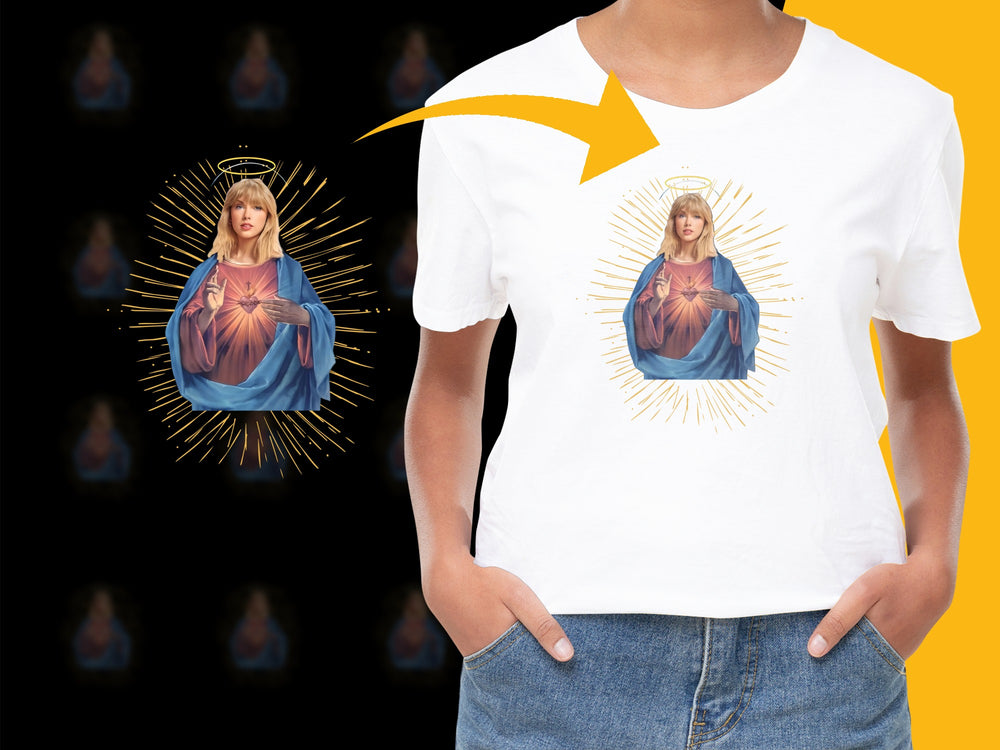 Women's Graphic Tee with Angelic Halo Design, Casual Religious Art Shirt, Stylish Spiritual Top