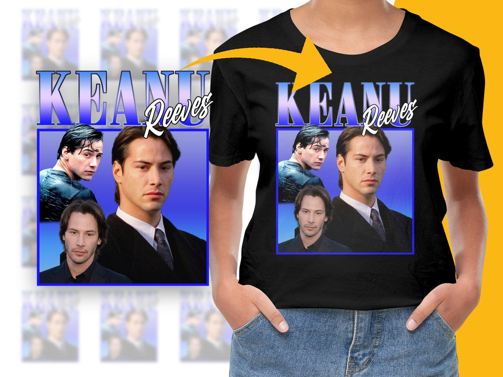 Keanu Reeves Retro 90s Style Graphic Tee, Vintage Actor Portrait T-Shirt, Unisex Film Fan Apparel