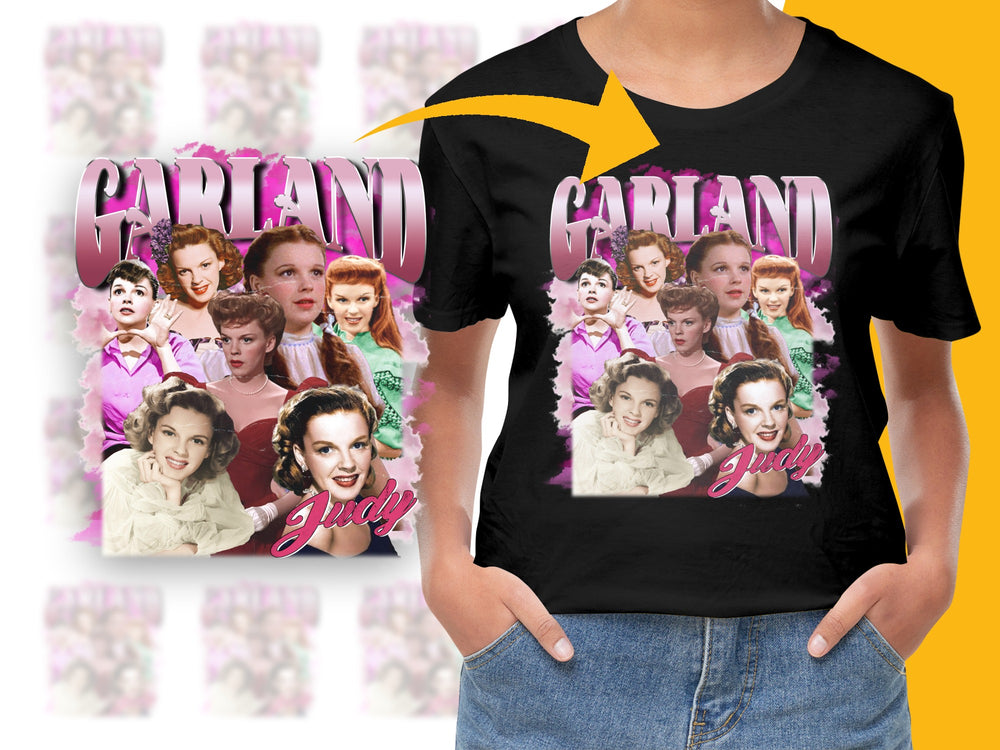 Judy Garland Vintage Collage T-Shirt, Classic Hollywood Icon Tee, Film Star Memorabilia, Retro Movie Fan Gift, Colorful Graphic Apparel
