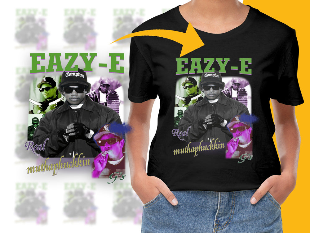Vintage Eazy-E Graphic T-Shirt, Classic Hip-Hop Tee, 90s Rap Music Fan Apparel, Unisex Black Cotton Shirt