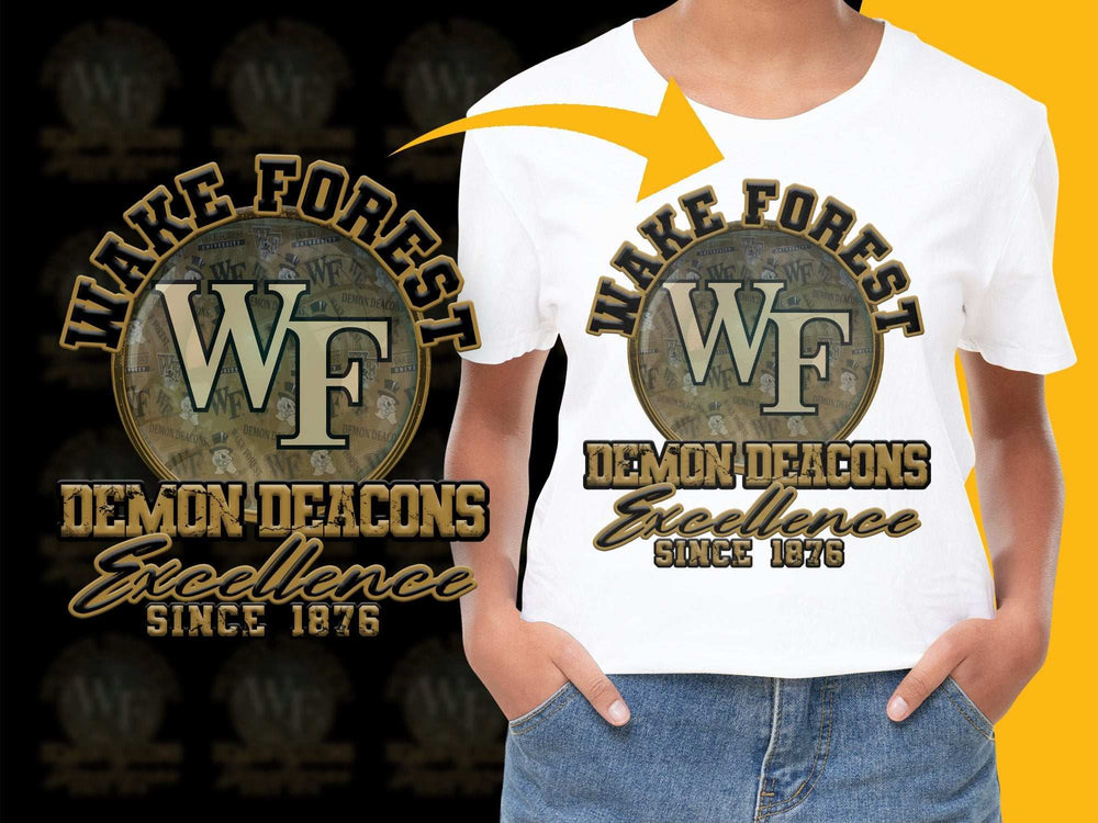 Wake Forest Demon Deacons T-Shirt, Excellence Since 1876 Graphic Tee, College Apparel, Sports Fan Gift, Yellow Arrow Design
