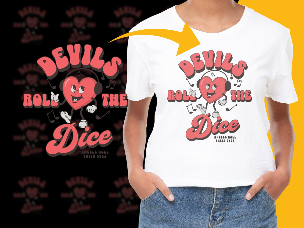 Vintage Devil's Roll The Dice Graphic T-Shirt, Retro Style Rockabilly Tee, Unisex Casual Wear