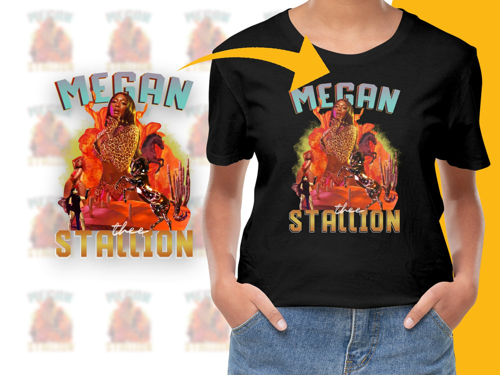 Megan Thee Stallion Graphic T-Shirt, Hip Hop Music Fan Merch, Trendy Black Tee, Urban Streetwear Style Top, Vintage Inspired Design
