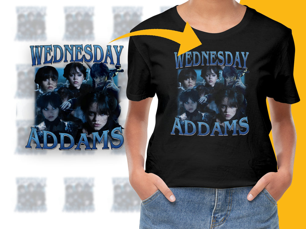 Wednesday Addams T-Shirt, Vintage Graphic Tee, Classic TV Character, Fan Merch, Gothic Style, Casual Fashion, Black Shirt