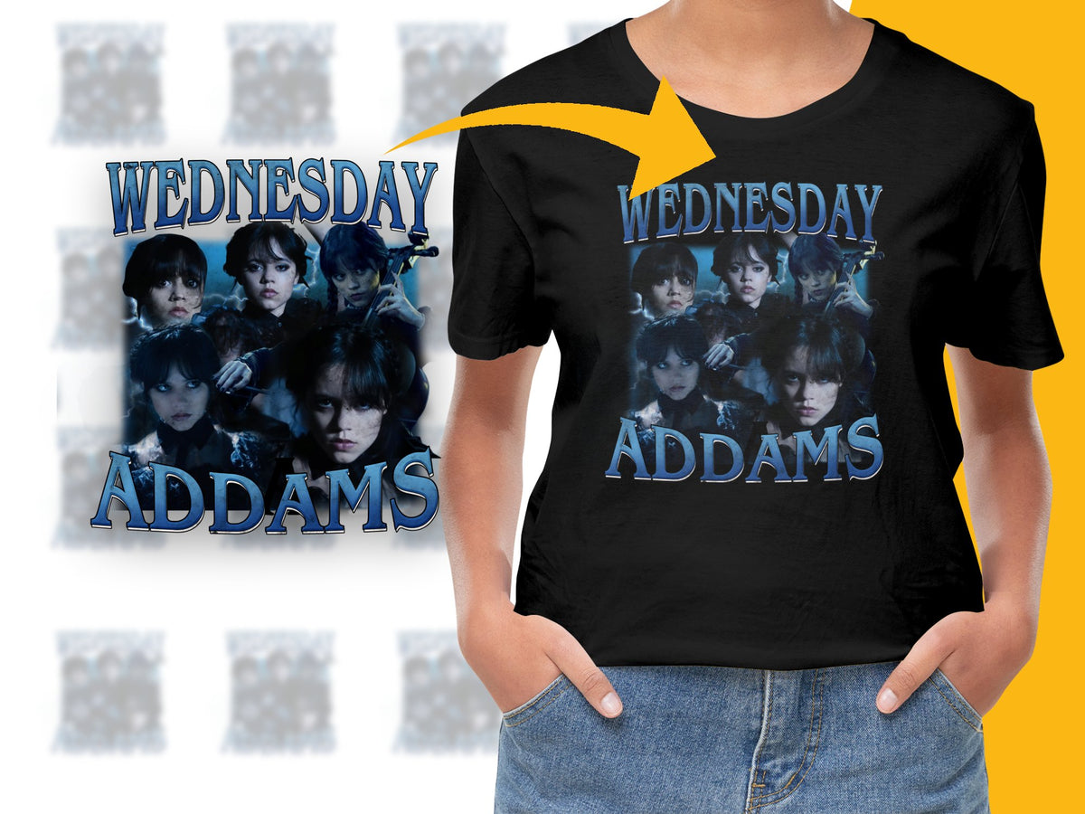 Wednesday Addams T-Shirt, Vintage Graphic Tee, Classic TV Character, Fan Merch, Gothic Style, Casual Fashion, Black Shirt