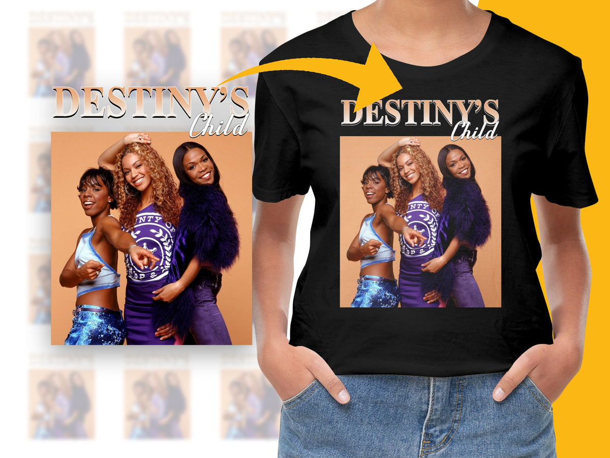 Destiny's Child Vintage Band T-Shirt, 90s Retro Pop Music Tee, Graphic Apparel for Fans