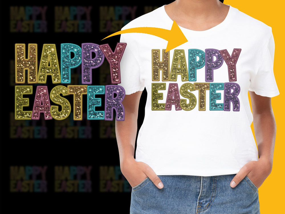 Happy Easter T-Shirt, Colorful Lettering, Kids Easter Tee, Festive Spring Holiday Apparel